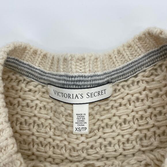VICTORIA'S SECRET Sweater Cable Knit Wool Alpaca High Low Womens Size XS - Picture 3 of 7